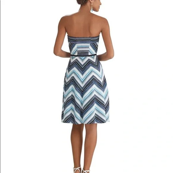 White House Black Market Strapless Chevron Dress - Blue and Black - Picture 2 of 8